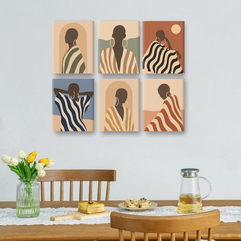 6 Mini Paintings | Minimalistisch Portret Set
