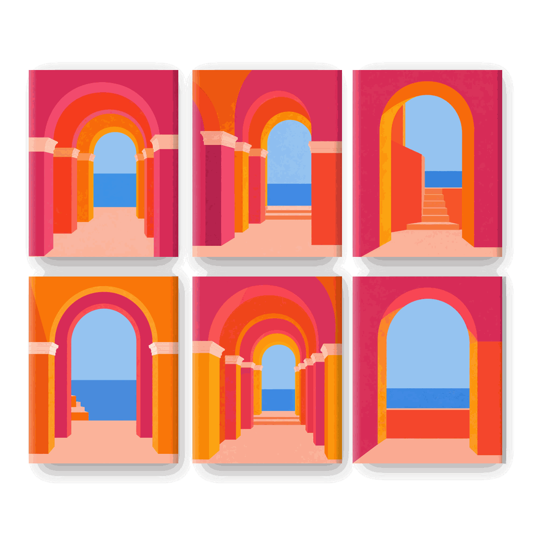 6 Mini Paintings | Kleurrijke Bogen Set - Schilder Op Nummers