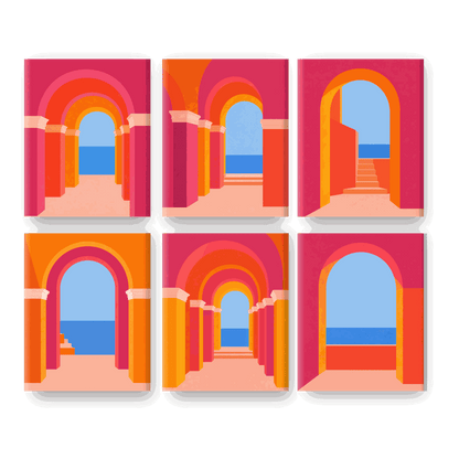 6 Mini Paintings | Kleurrijke Bogen Set - Schilder Op Nummers