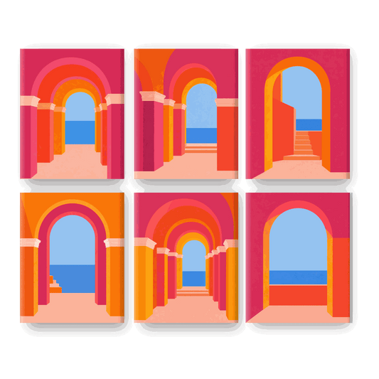 6 Mini Paintings | Kleurrijke Bogen Set - Schilder Op Nummers