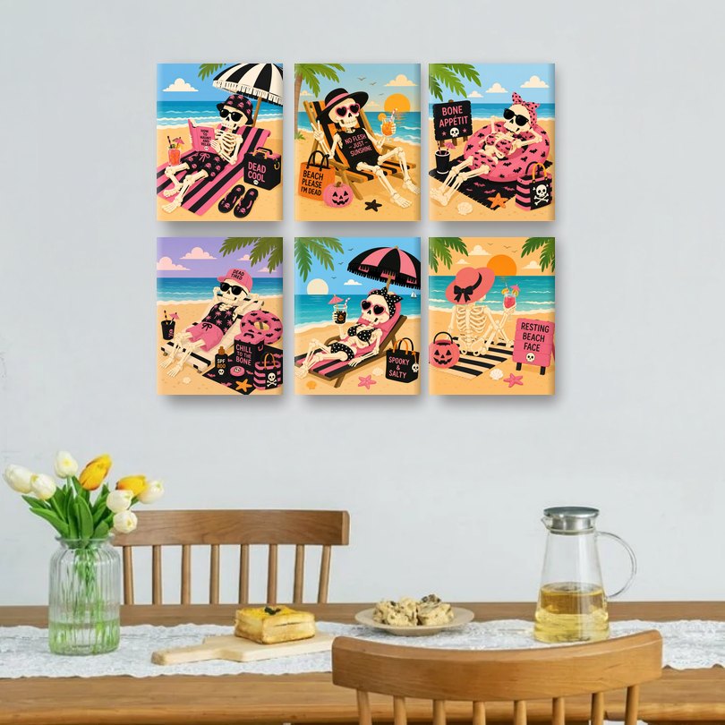 6 Mini Paintings | Skelet Strand Set