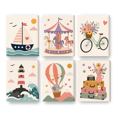 6 Mini Paintings | Zoete Charme Set - Schilder Op Nummers