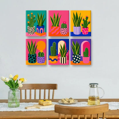 6 Mini Paintings | Planten & Cactussen Set