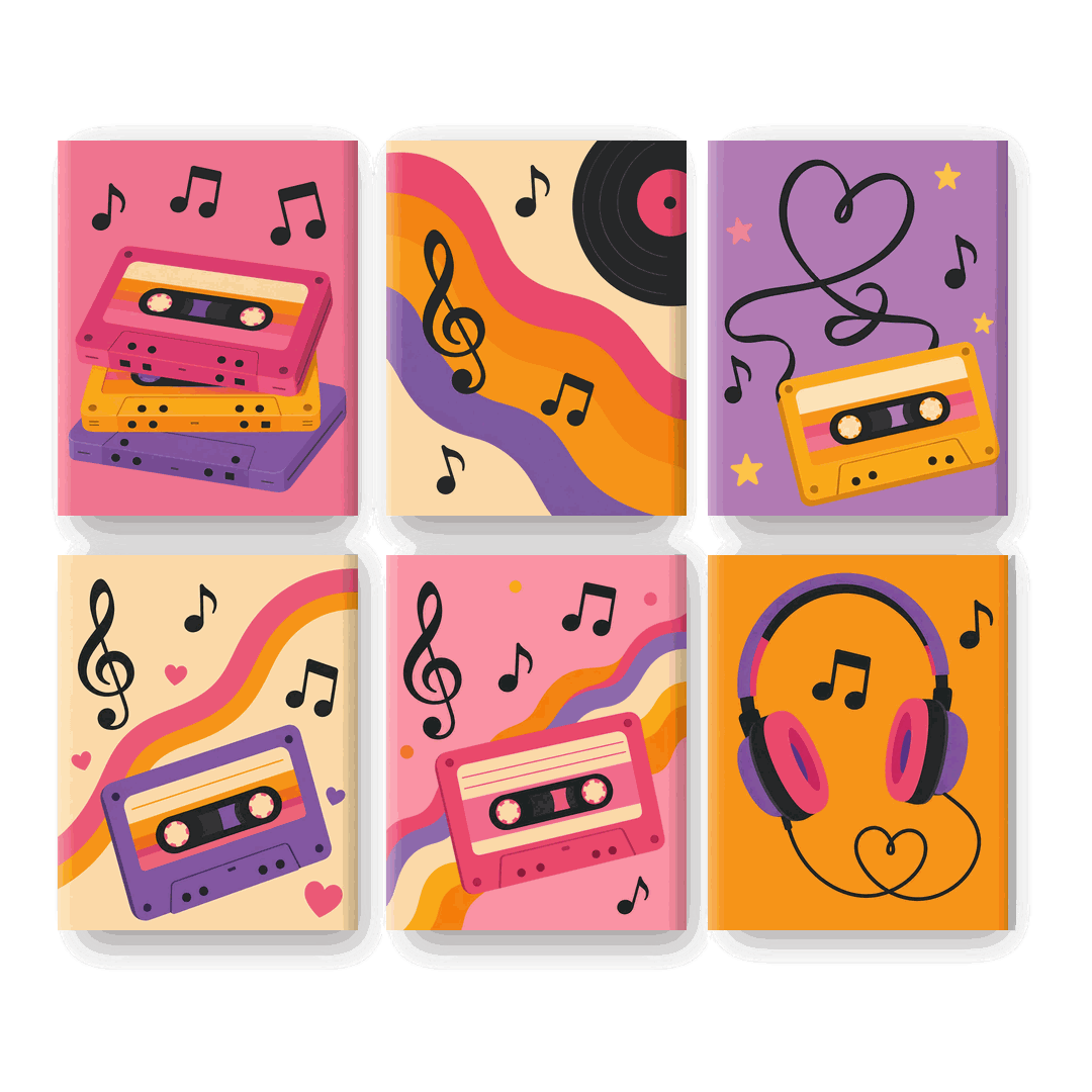 6 Mini Paintings | Kleurrijke Cassettes Set - Schilder Op Nummers