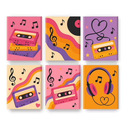 6 Mini Paintings | Kleurrijke Cassettes Set - Schilder Op Nummers