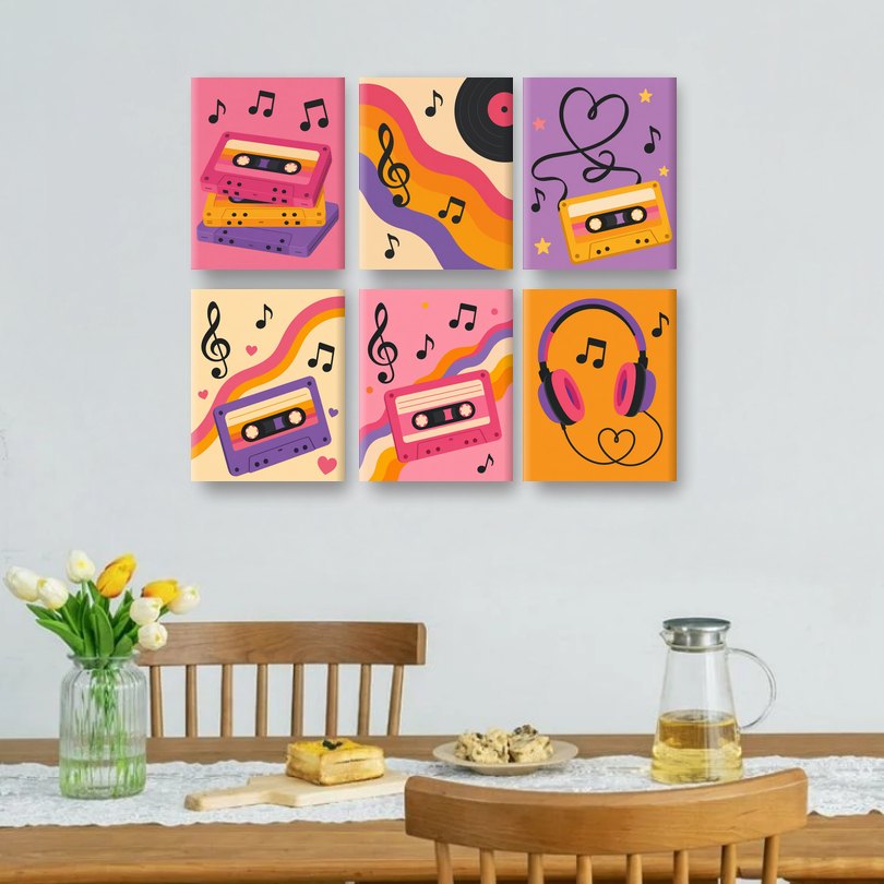 6 Mini Paintings | Kleurrijke Cassettes Set