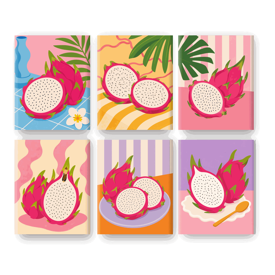 6 Mini Paintings | Drakenvrucht Set - Schilder Op Nummers