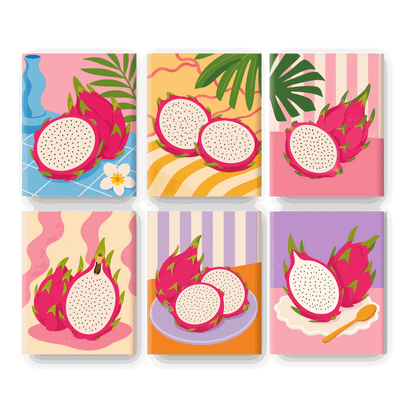6 Mini Paintings | Drakenvrucht Set - Schilder Op Nummers