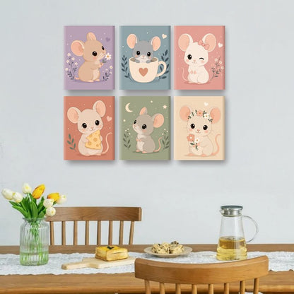 6 Mini Paintings | Schattige Muisjes Set
