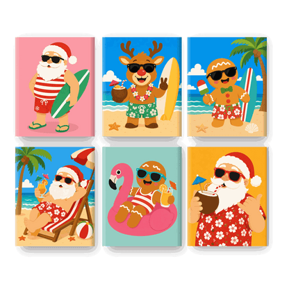 6 Mini Paintings | Kerst & Strand Set