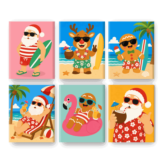 6 Mini Paintings | Kerst & Strand Set