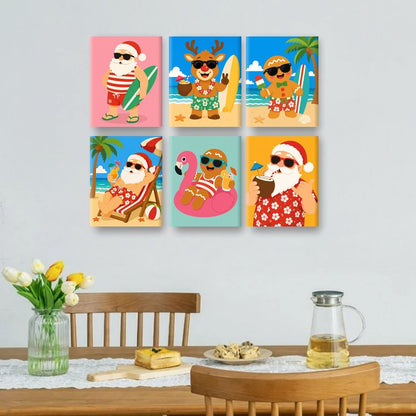 6 Mini Paintings | Kerst & Strand Set