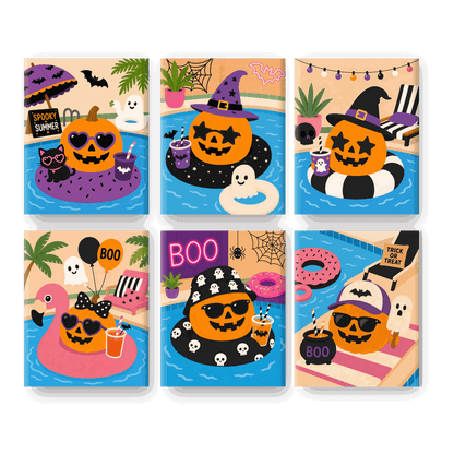 6 Mini Paintings | Spooky Zwembad Feest Set