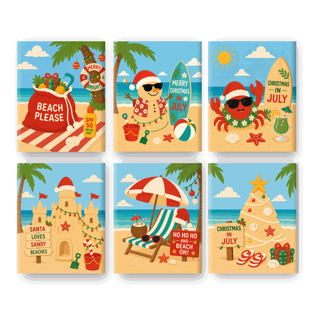6 Mini Paintings | Zomer Kerst Set
