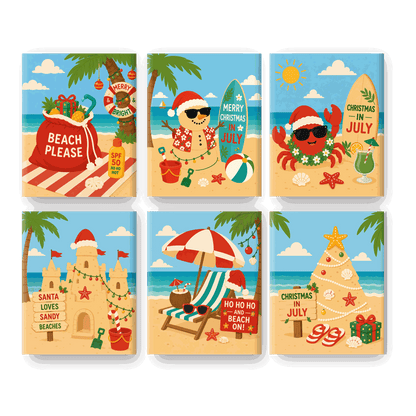 6 Mini Paintings | Zomer Kerst Set