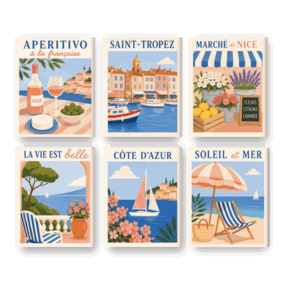 6 Mini Paintings | Franse Rivièra Set