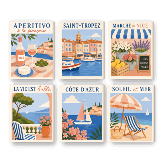 6 Mini Paintings | Franse Rivièra Set