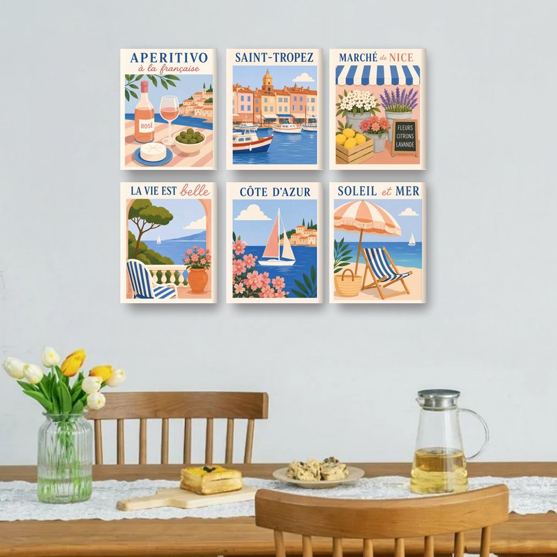 6 Mini Paintings | Franse Rivièra Set