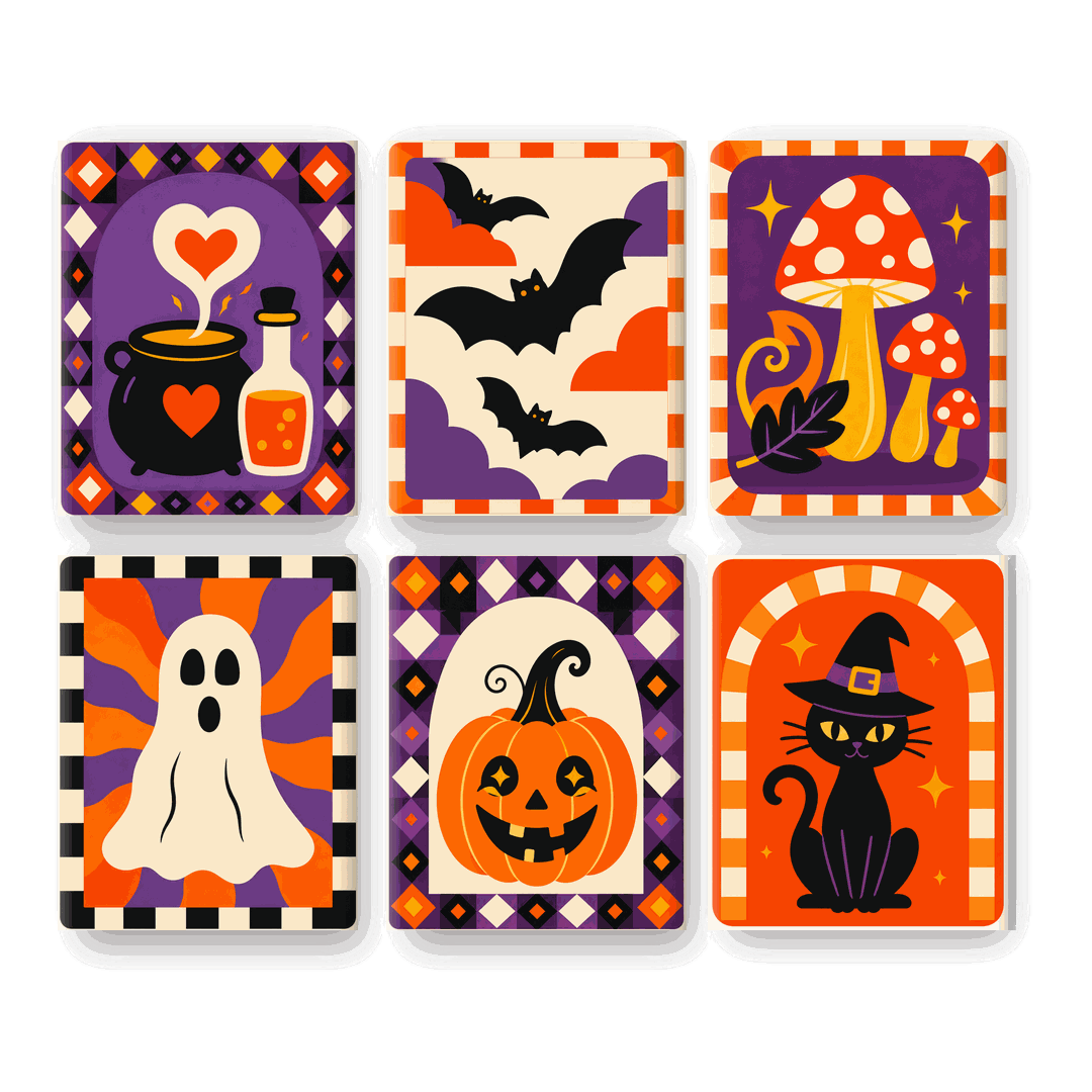 6 Mini Paintings | Groovy Halloween Set