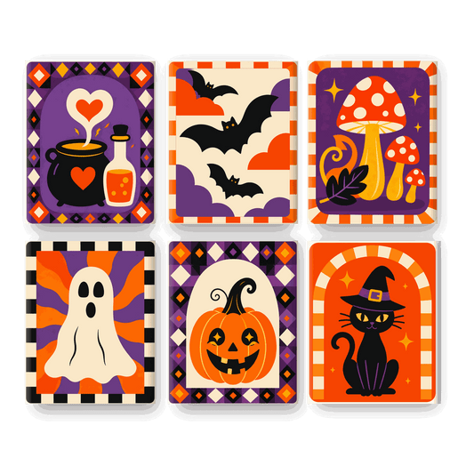 6 Mini Paintings | Groovy Halloween Set