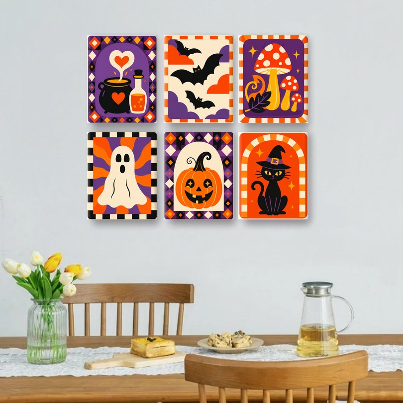 6 Mini Paintings | Groovy Halloween Set