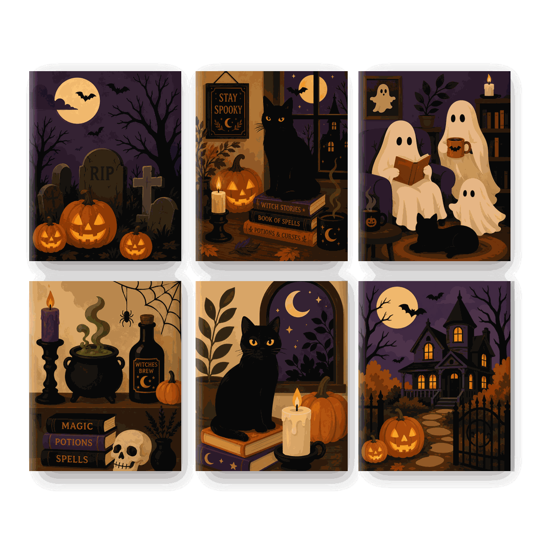 6 Mini Paintings | Griezelig & Gezellig Set