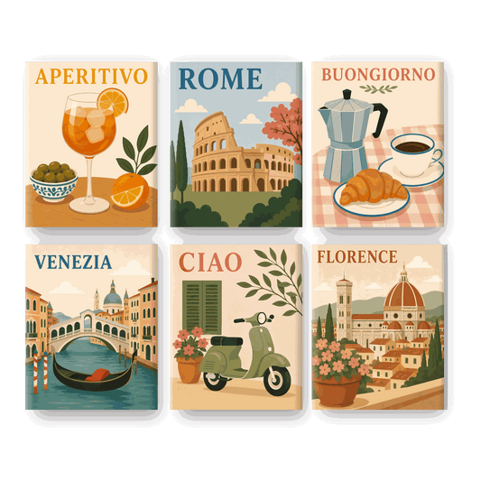 6 Mini Paintings | Italia Amore Mio Set - Schilder Op Nummers