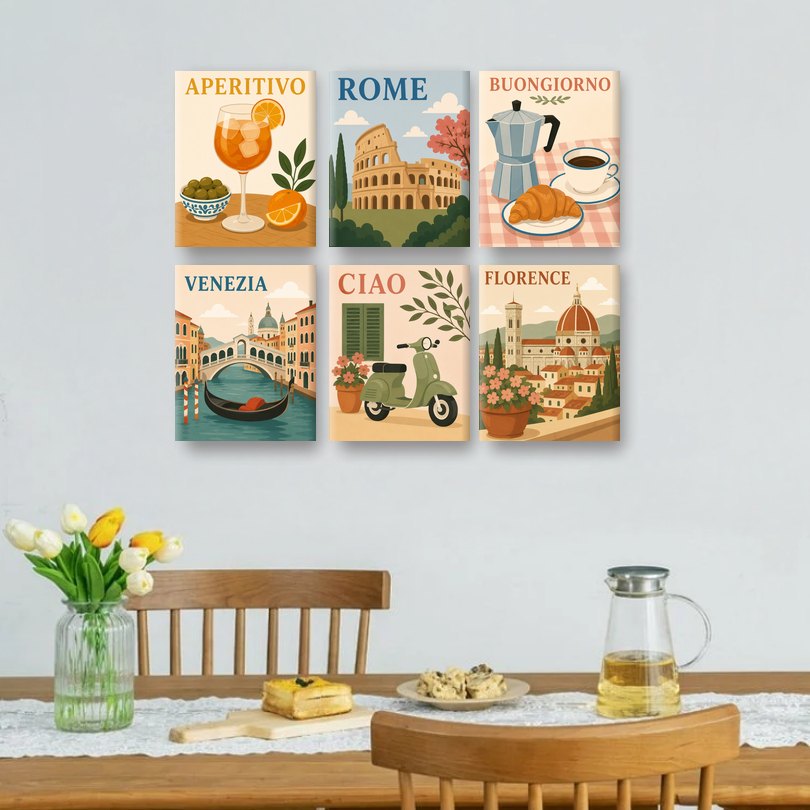 6 Mini Paintings | Italia Amore Mio Set