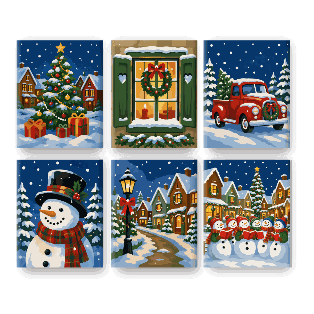 6 Mini Paintings | Let it Snow Set - Schilder Op Nummers