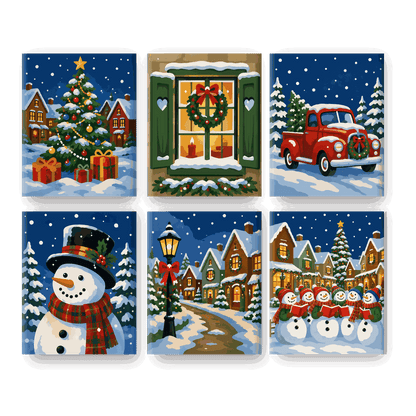 6 Mini Paintings | Let it Snow Set - Schilder Op Nummers