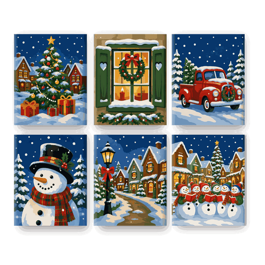 6 Mini Paintings | Let it Snow Set - Schilder Op Nummers
