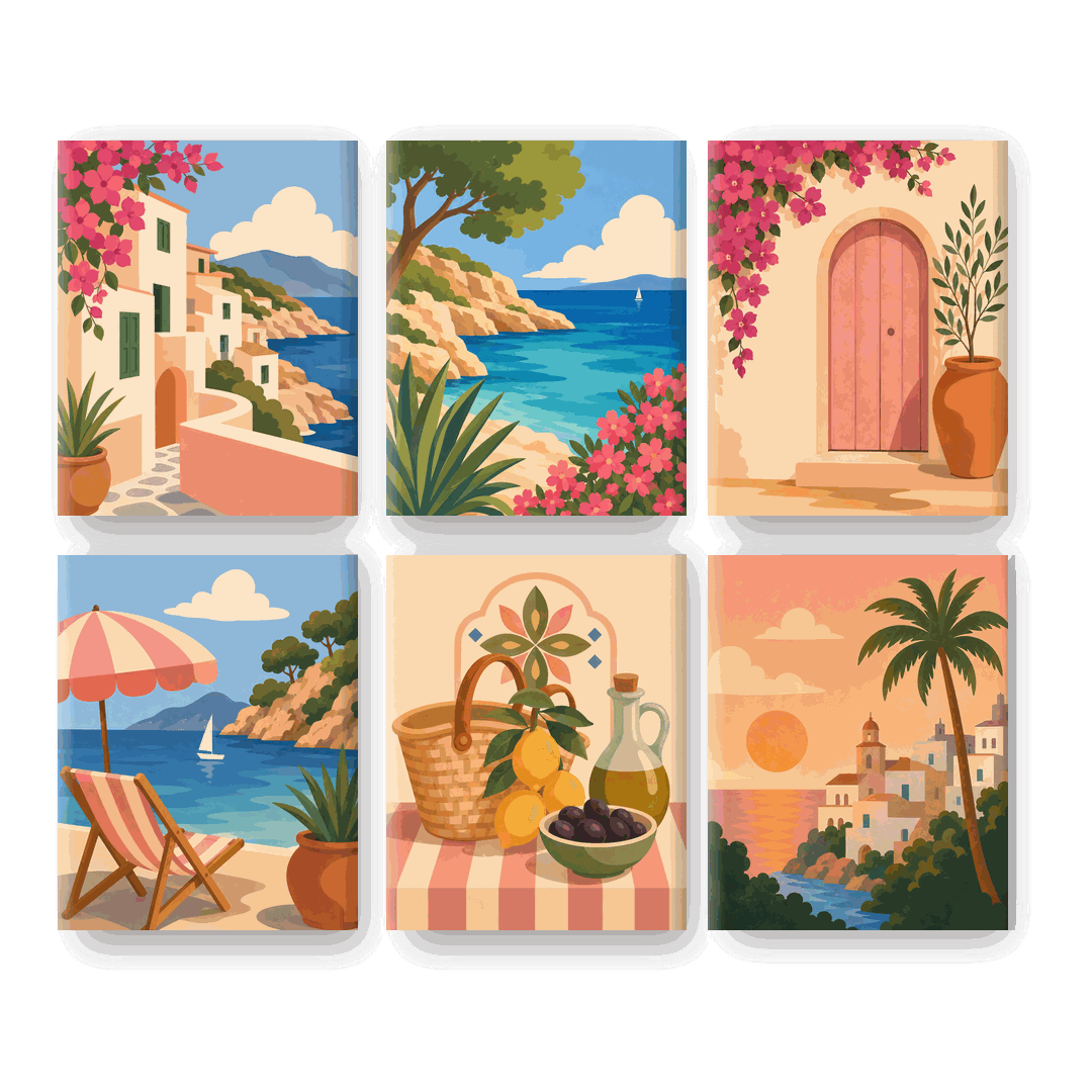 6 Mini Paintings | Mallorca Escape Set - Schilder Op Nummers