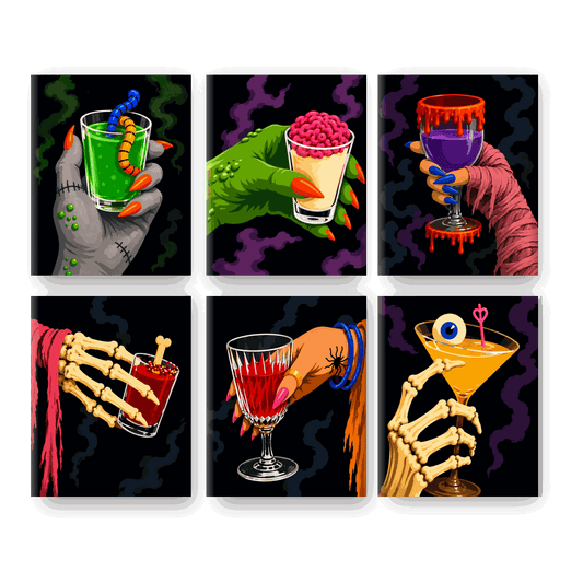 6 Mini Paintings | Monsters Happy Hour Set - Schilder Op Nummers