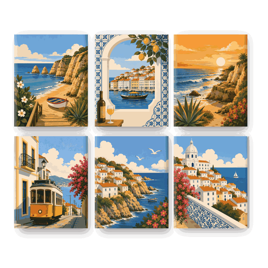6 Mini Paintings | Portugese Charme Set - Schilder Op Nummers