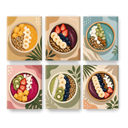 6 Mini Paintings | Regenboog Kommen Set - Schilder Op Nummers