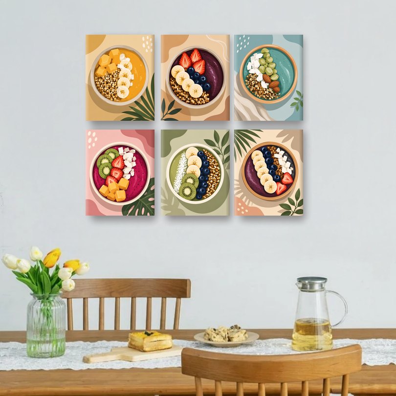 6 Mini Paintings | Regenboog Kommen Set