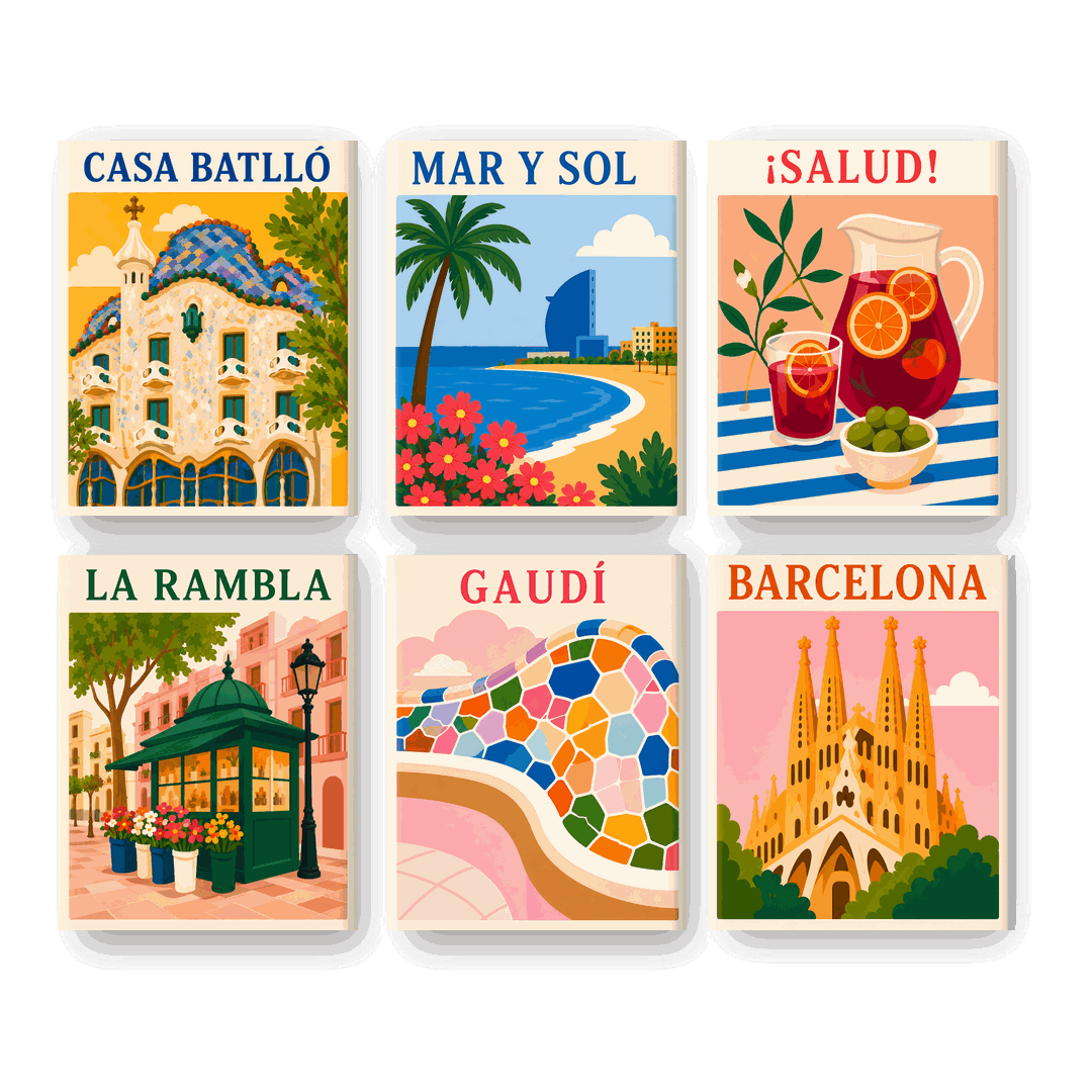 6 Mini Paintings | Viva Barcelona Set - Schilder op nummers