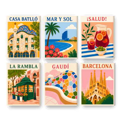 6 Mini Paintings | Viva Barcelona Set - Schilder op nummers