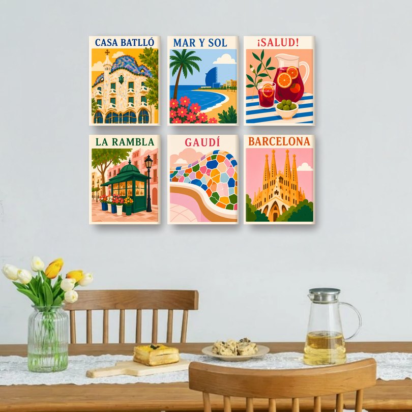 6 Mini Paintings | Viva Barcelona Set