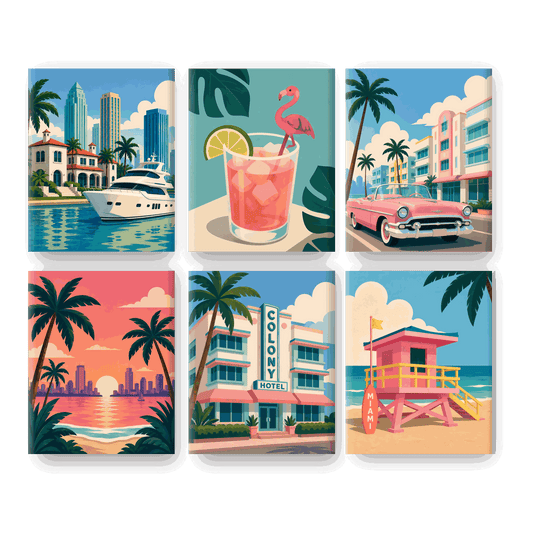 6 Mini Paintings | Welcome to Miami Set - Schilder op nummers