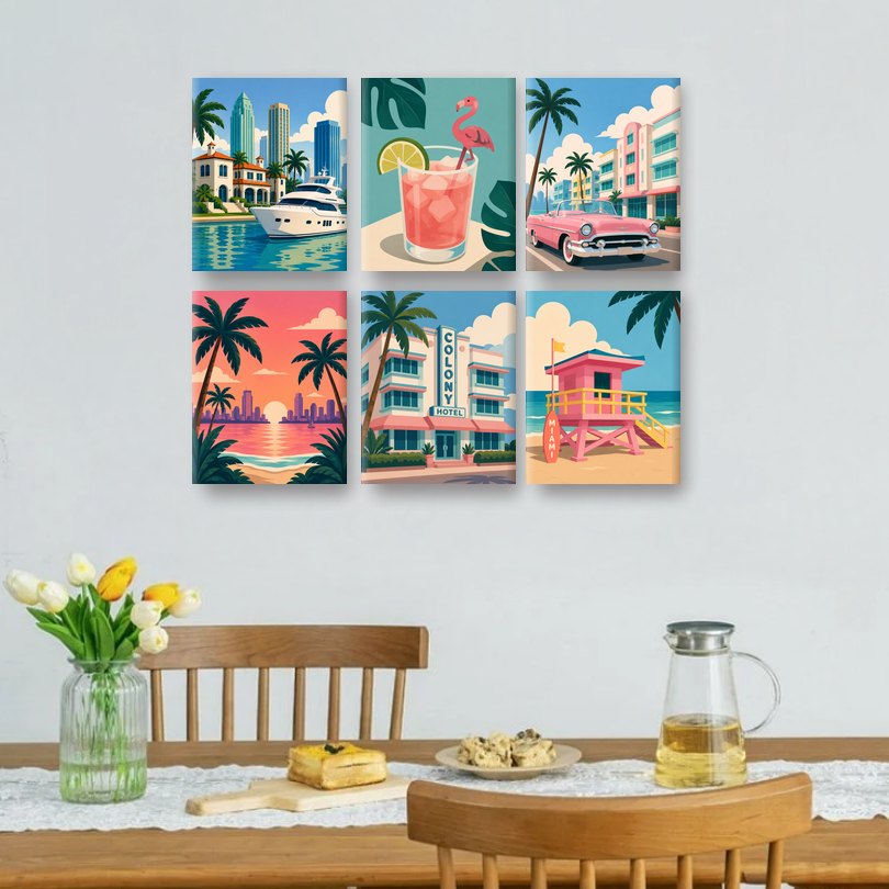 6 Mini Paintings | Welcome to Miami Set