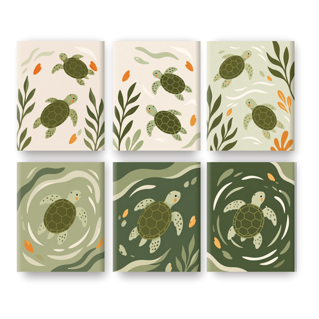 6 Mini Paintings | Baby Zeeschildpad Set