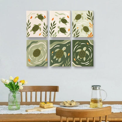6 Mini Paintings | Baby Zeeschildpad Set