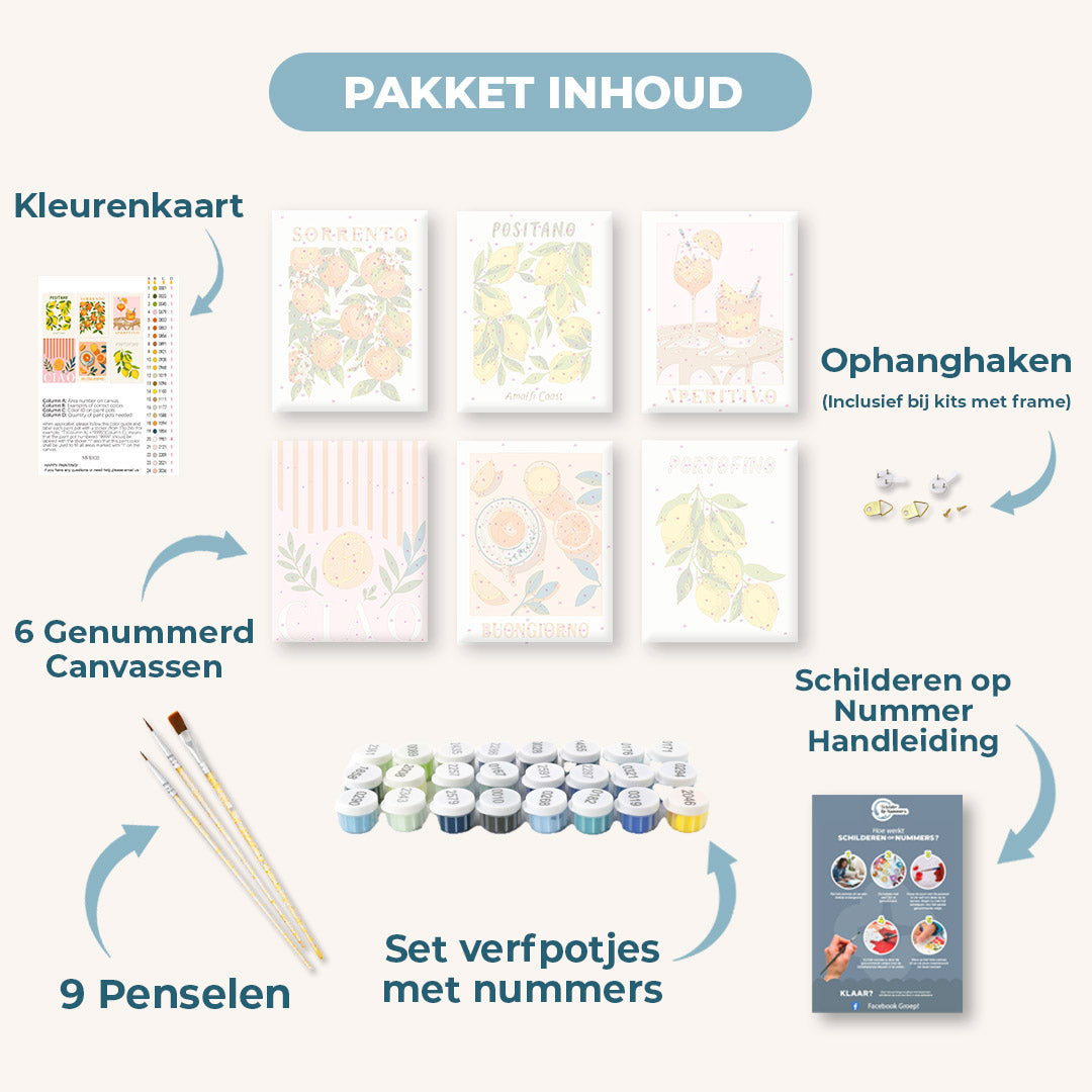 6 Mini Paintings | Italiaanse fruit & drankjes set