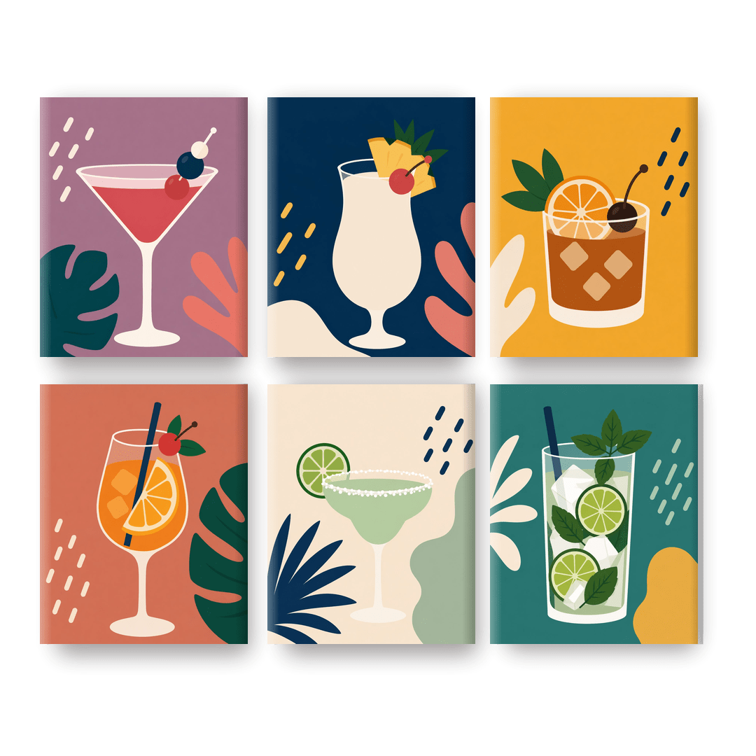 6 Mini Paintings | Cocktail Uur Set