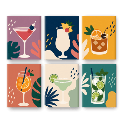 6 Mini Paintings | Cocktail Uur Set