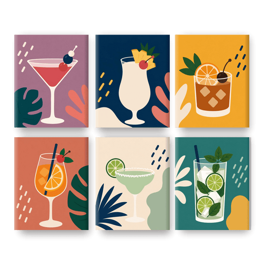 6 Mini Paintings | Cocktail Uur Set