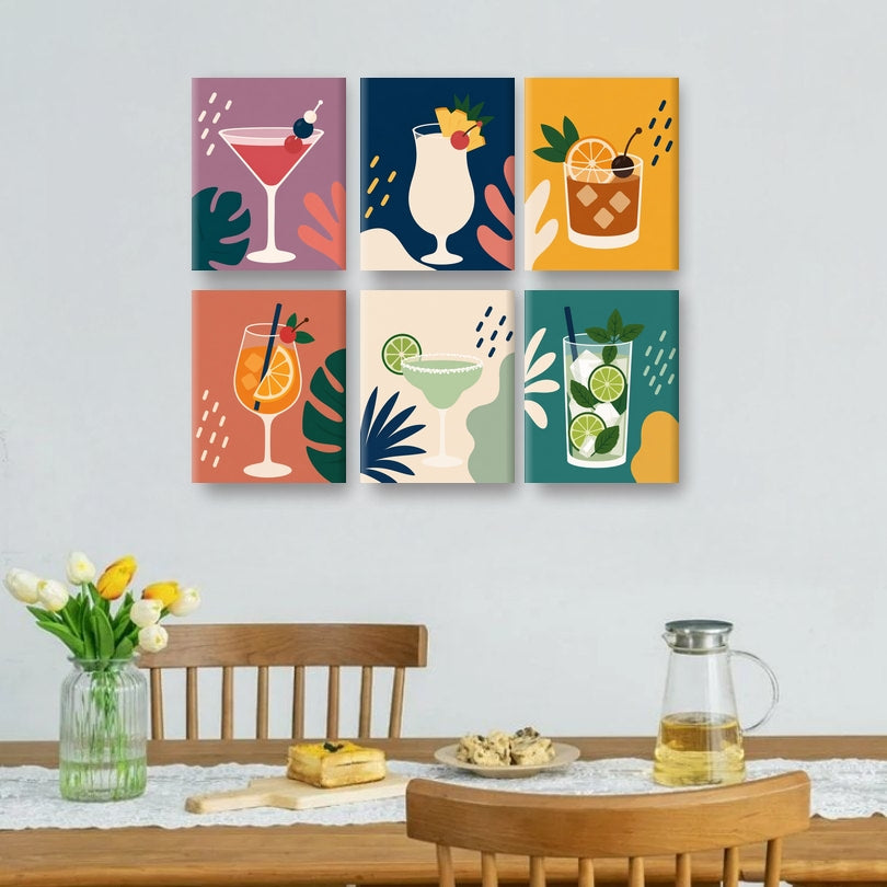 6 Mini Paintings | Cocktail Uur Set