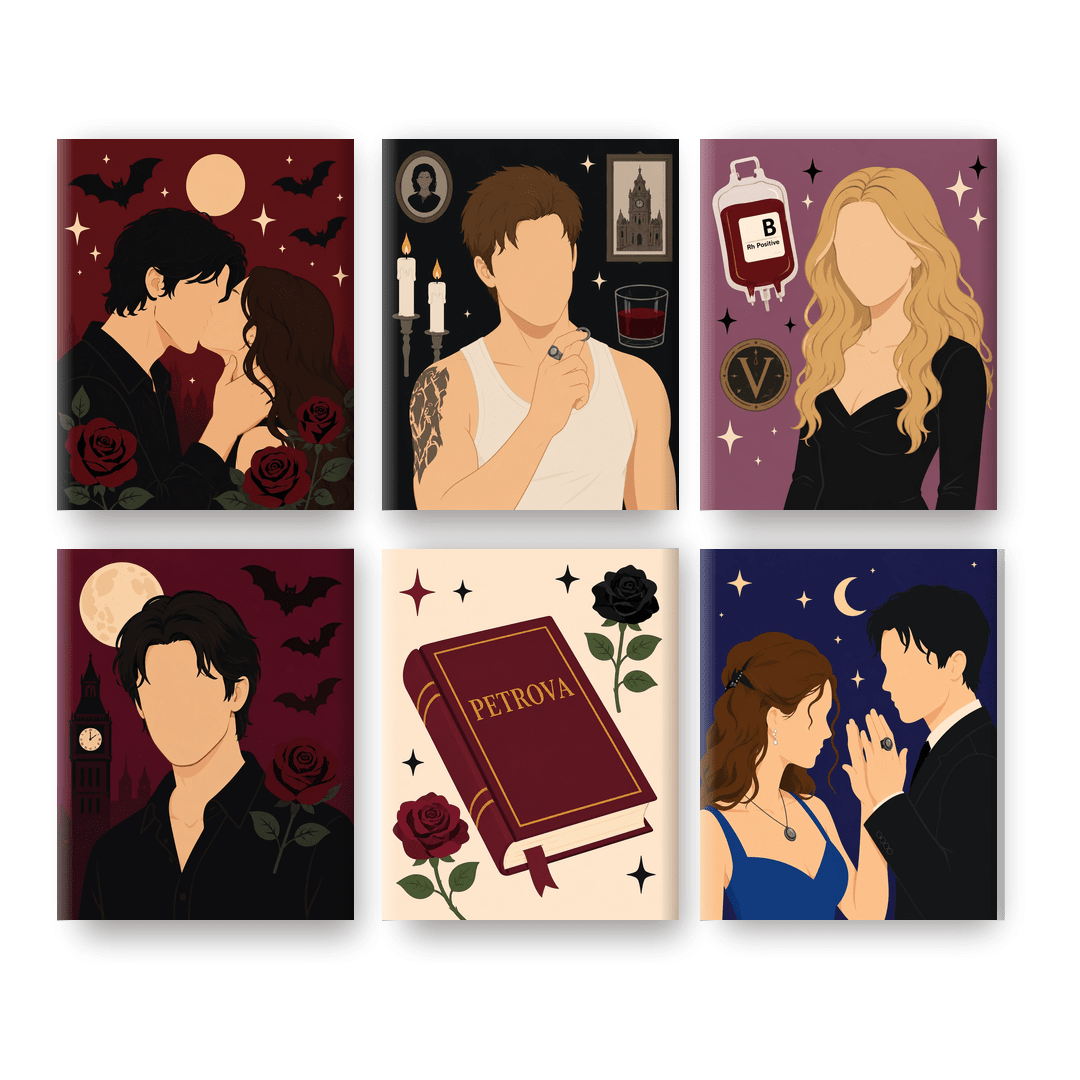 6 Mini Paintings | Vampier Romance Set - Schilder Op Nummers