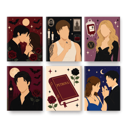6 Mini Paintings | Vampier Romance Set - Schilder Op Nummers